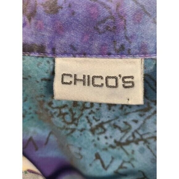 Chicos Womens Wearable Art Jacket Medium Yellow Blue Abstract Novelty Shacket - Picture 8 of 8